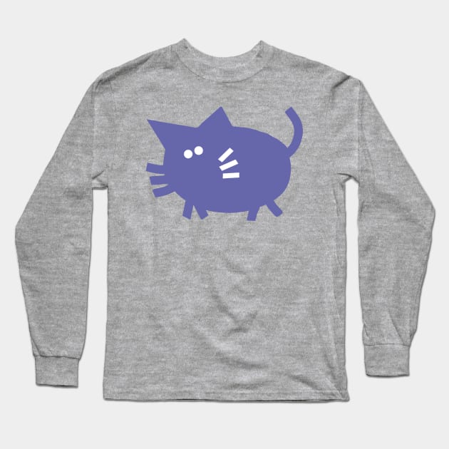 Mysterious Periwinkle Blue Chonk Kitty Cat Long Sleeve T-Shirt by ellenhenryart